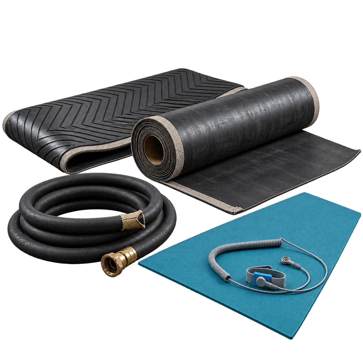 Industrial rubber sheet, hose, ESD mat and conveyor belt products